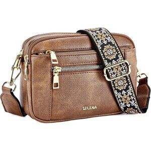 Telena Women Brown Trendy Vegan Leather Shoulder Handbags With Adjustable Strap